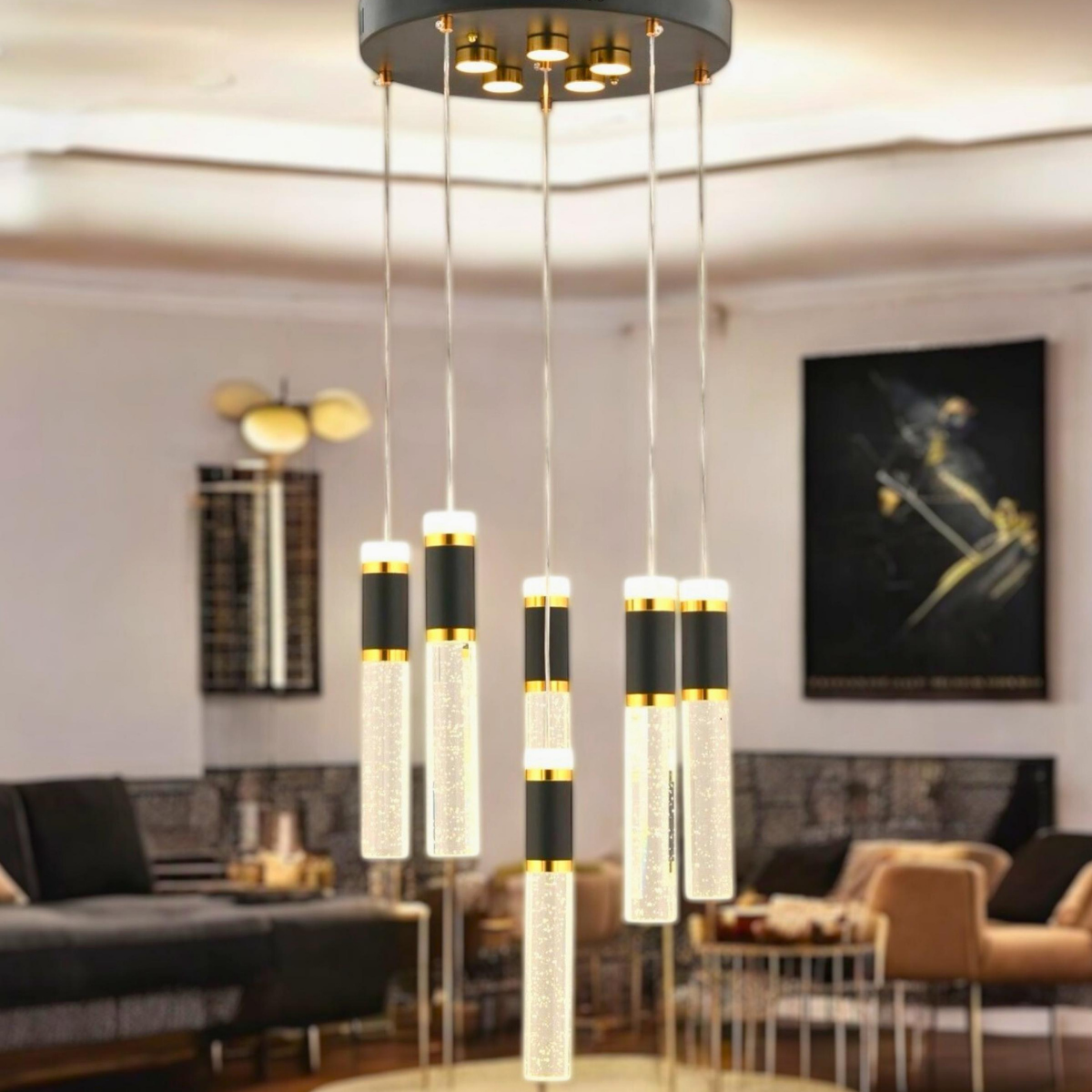 EAPV-164 Kristal Sarkıt Altılı LED Avize