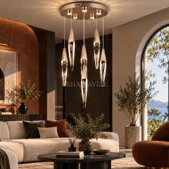 EASD-490 6’lı Modern Sarkıt Kristal LED Avize