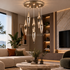 EASD-490 6’lı Modern Sarkıt Kristal LED Avize