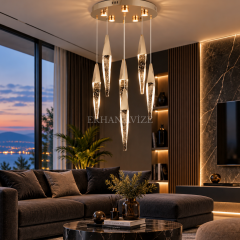 EASD-490 6’lı Modern Sarkıt Kristal LED Avize