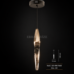 EASD-490 Tekli Modern Sarkıt Kristal LED Avize