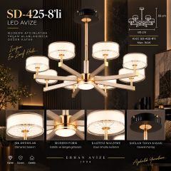 EASD-425 8’li Modern Kollu LED Avize