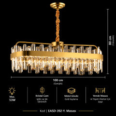 EASD-392 Yemek Masası Gold Kristal LED Avize