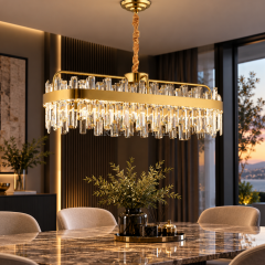 EASD-392 Yemek Masası Gold Kristal LED Avize