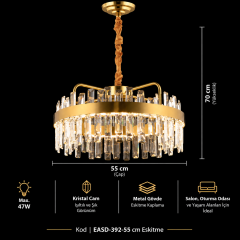 EASD-392 55 cm Eskitme Kristal LED Avize
