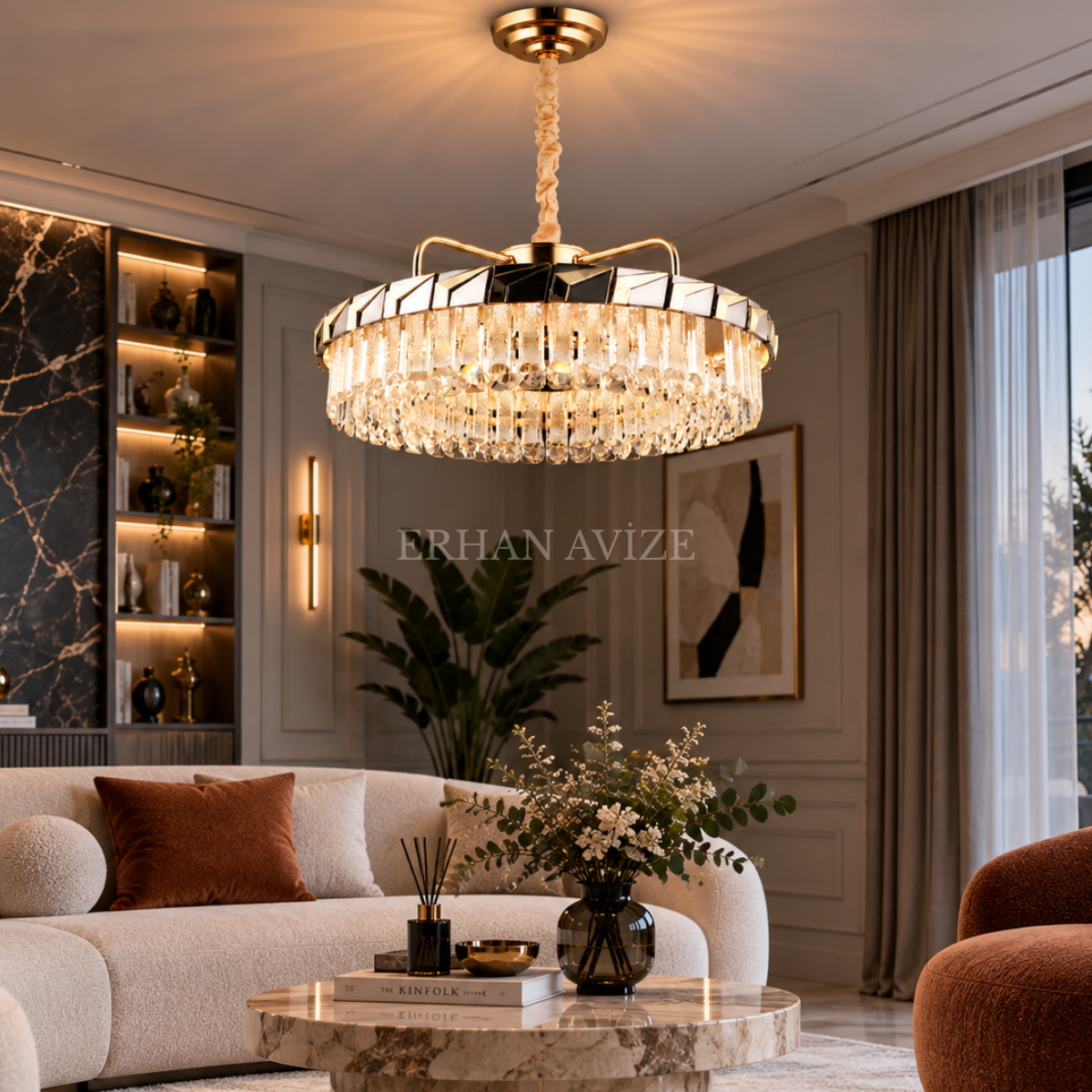 EASD-394 60 cm Gold Kristal LED Avize