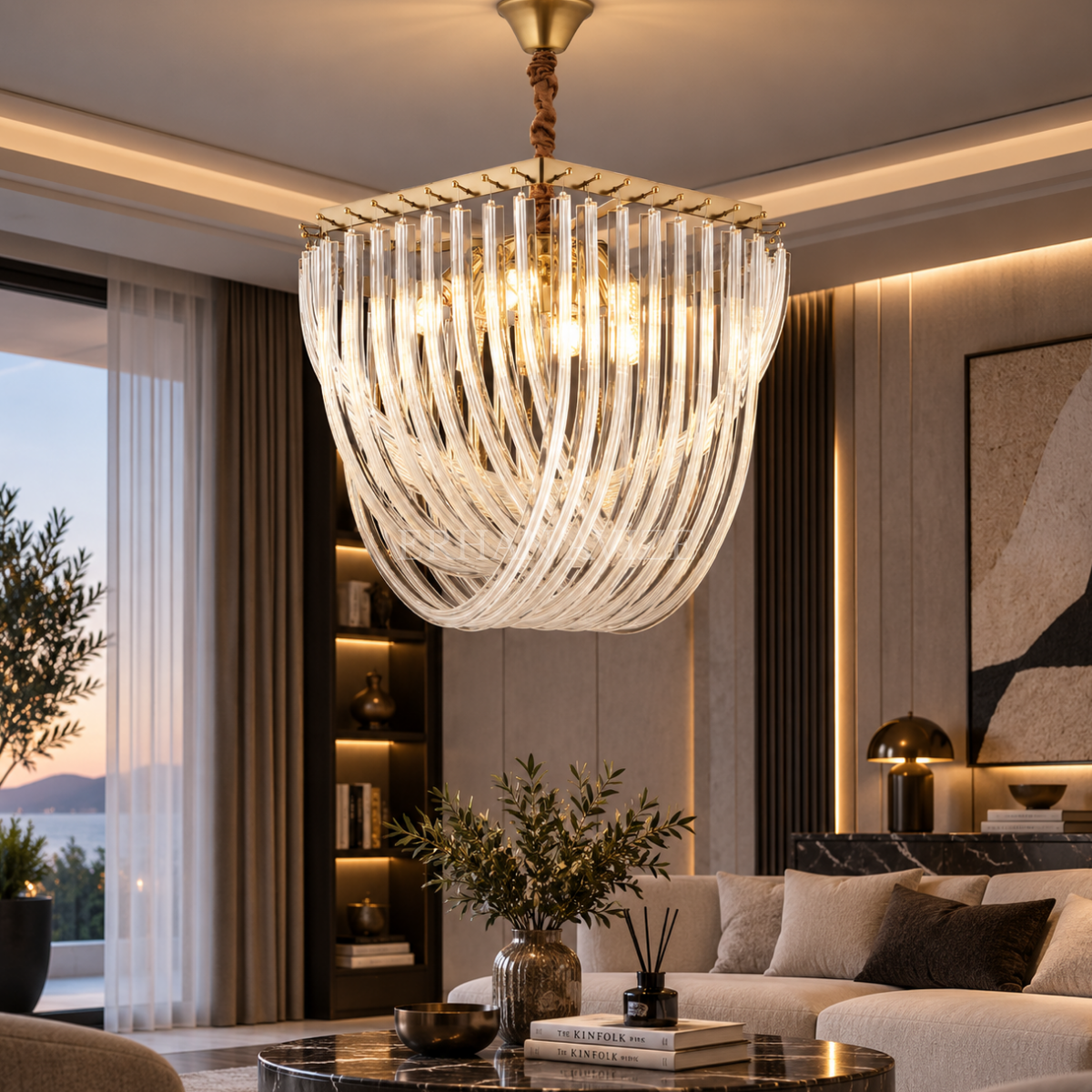 EADM-65 80 cm Gold Kristal Modern Avize