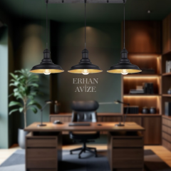 EASRL-2 YM 100’lük 3’lü Retro Siyah Avize