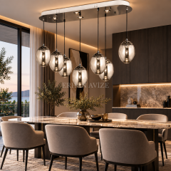EASD-527 7’li Platin Yemek Masası Modern Avize