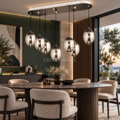 EASD-527 7’li Platin Yemek Masası Modern Avize
