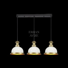 EASRL-3 YM 80’lik 3’lü Retro Beyaz-Gold Avize