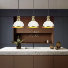 EASRL-3 YM 80’lik 3’lü Retro Beyaz-Gold Avize