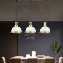 EASRL-3 YM 80’lik 3’lü Retro Beyaz-Gold Avize