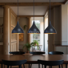 EASRL-5 YM 80’lik 3’lü Retro Siyah Avize