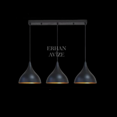 EASRL-5 YM 80’lik 3’lü Retro Siyah Avize