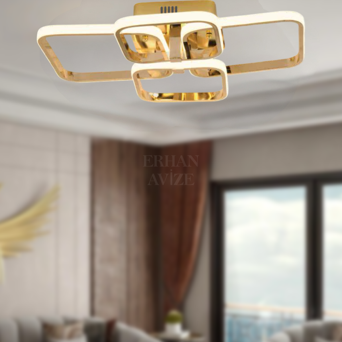 EAAD-109 Plafonyer Gold Kareli LED Avize