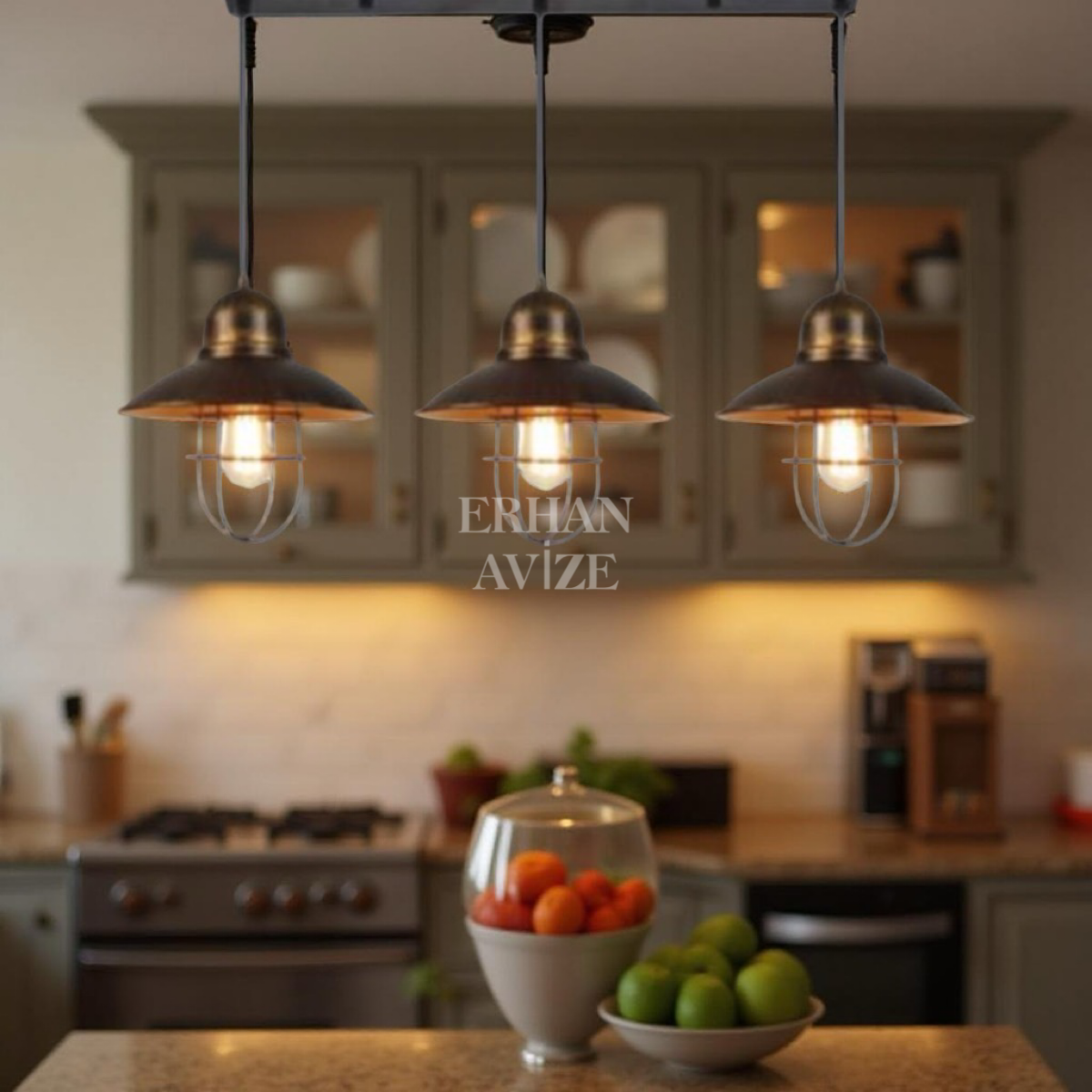 EASRL-10 YM 80’lik 3’lü Retro Yıldız Patina Avize