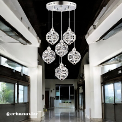 EAPV-105 6'LI Krom Kristal Sarkıt LED Avize