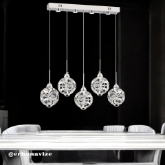 EAPV-105 5'Lİ Sıralı Krom Kristal Sarkıt LED Avize