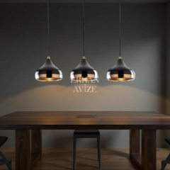 EASRL-14 YM 80’lik 3’lü Retro Siyah Avize