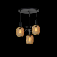 EASRL-13 50’lik 3’lü Sarkıt Siyah Retro Avize