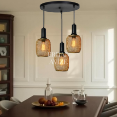 EASRL-13 50’lik 3’lü Sarkıt Siyah Retro Avize