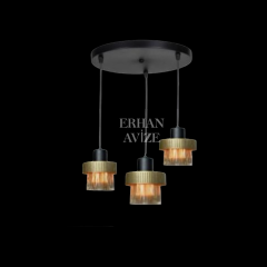 EASRL-12 50’lik 3’lü Sarkıt Siyah Retro Avize