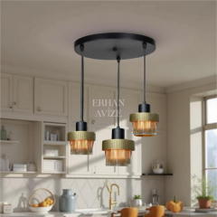 EASRL-12 50’lik 3’lü Sarkıt Siyah Retro Avize