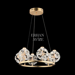 EAPV-118 Yuvarlak Gold Kristal LED Avize