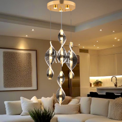 EASD-128 4'LÜ Sarkıt Krom Pleksi Model Tasarım LED Avize