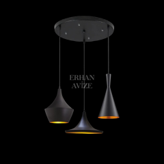 EASRL-7 50’lik 3’lü Sarkıt Retro Siyah Avize