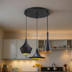 EASRL-7 50’lik 3’lü Sarkıt Retro Siyah Avize