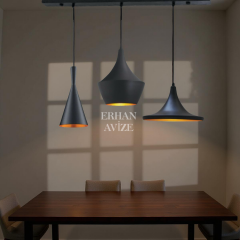 EASRL-15 YM 80’lik 3’lü Retro Siyah Avize