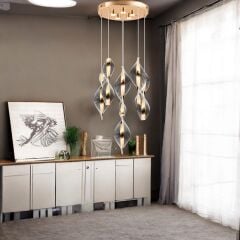 EASD-128 6'LI Sarkıt Gold Pleksi Model Tasarım LED Avize