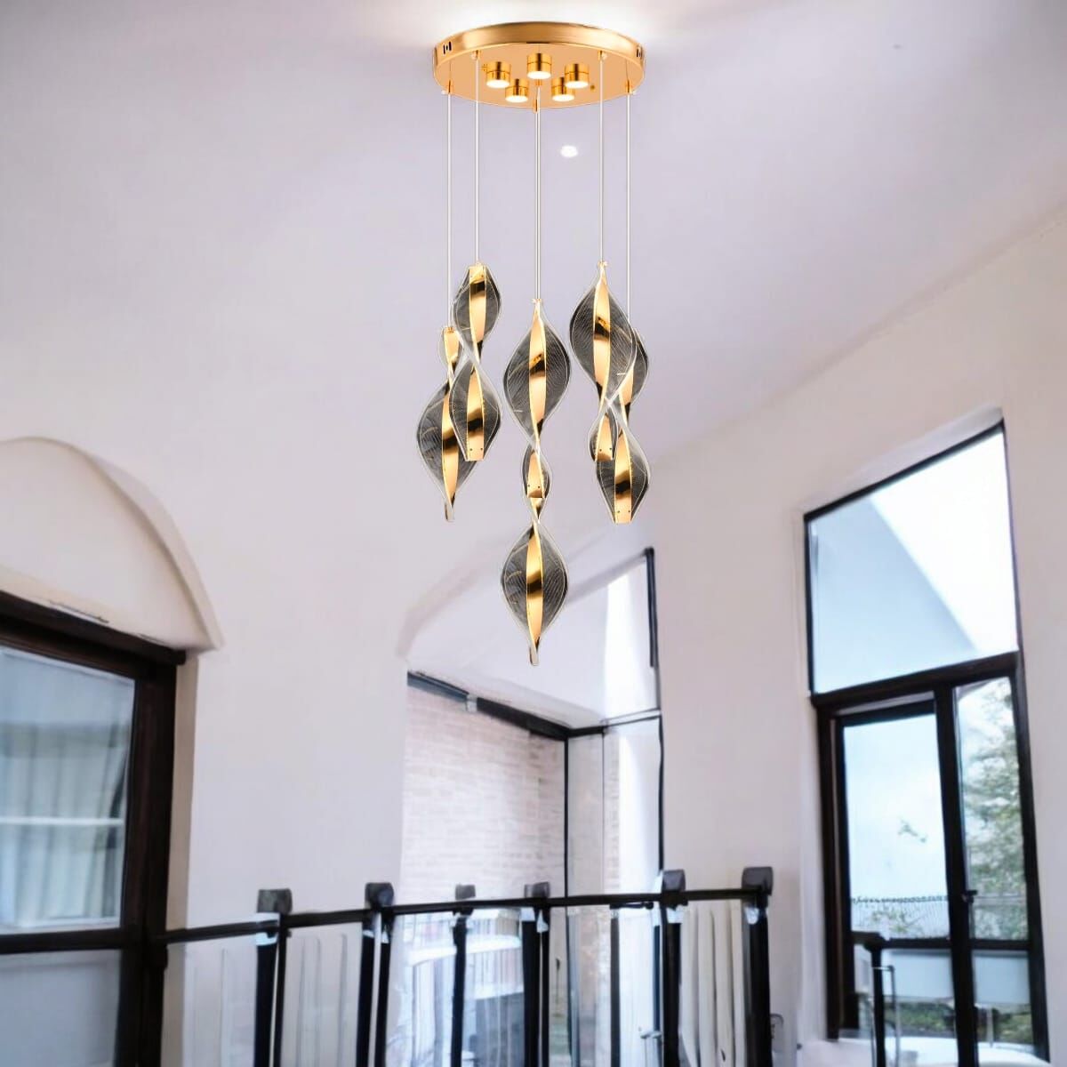 EASD-128 6'LI Sarkıt Gold Pleksi Model Tasarım LED Avize