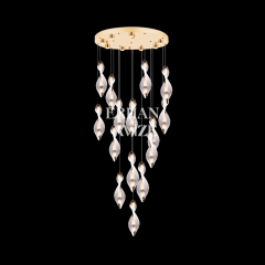 EASD-128 15'Lİ Sarkıt Gold Pleksi Model Tasarım LED Avize