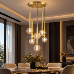 EASD-458 6’lı Eskitme Modern Camlı Avize