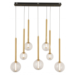 EASD-458 7’li Sıralı Eskitme Yemek Masası Modern Camlı Avize