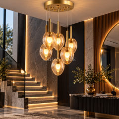 EAPD-181 6’lı Bal Eskitme Modern Camlı Avize