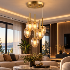 EAPD-181 6’lı Bal Eskitme Modern Camlı Avize