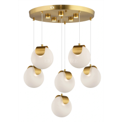 EASD-374 Bloom 6’lı Gold-Eskitme Modern Camlı LED Avize