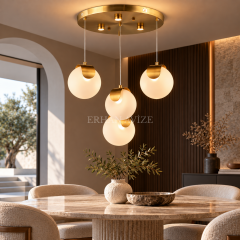 EASD-374 Bloom 4’lü Gold-Eskitme Modern Camlı LED Avize