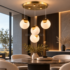 EASD-374 Bloom 4’lü Gold-Eskitme Modern Camlı LED Avize