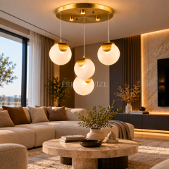 EASD-374 Bloom 4’lü Gold-Eskitme Modern Camlı LED Avize