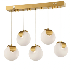 EASD-374 Bloom 5’li Yemek Masası Gold-Eskitme Modern Camlı LED Avize