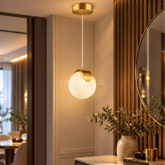 EASD-374 Bloom Tekli Gold-Eskitme Modern Camlı LED Sarkıt Avize