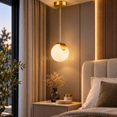 EASD-374 Bloom Tekli Gold-Eskitme Modern Camlı LED Sarkıt Avize