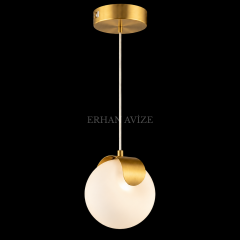 EASD-374 Bloom Tekli Gold-Eskitme Modern Camlı LED Sarkıt Avize