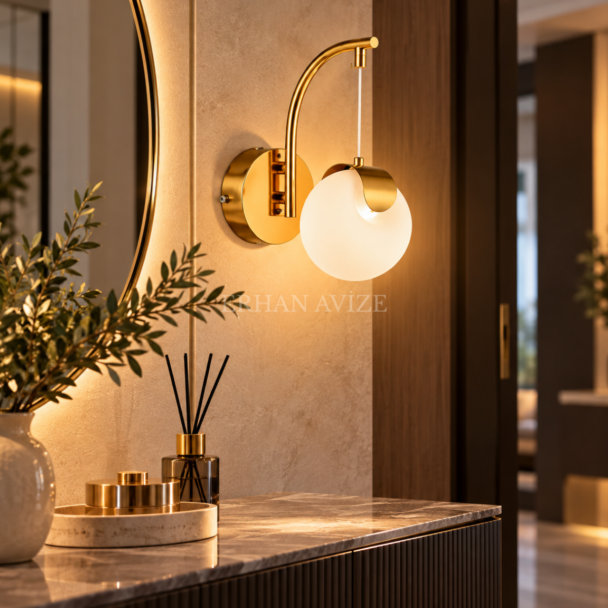 EASD-374 Bloom Gold-Eskitme Modern Camlı LED Aplik