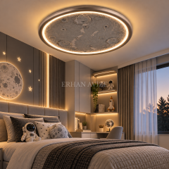 EASD-462 Ay Yüzeyi Gri Modern LED Plafonyer Avize